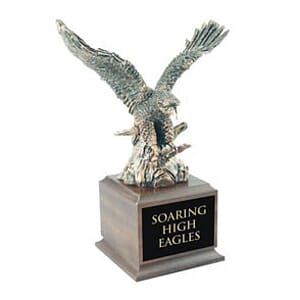 Bronze Eagle Award w/Cherry Finish Square Wood Base