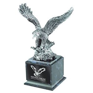 Silver Eagle Award w/Black Marble Finish Square Wood Base
