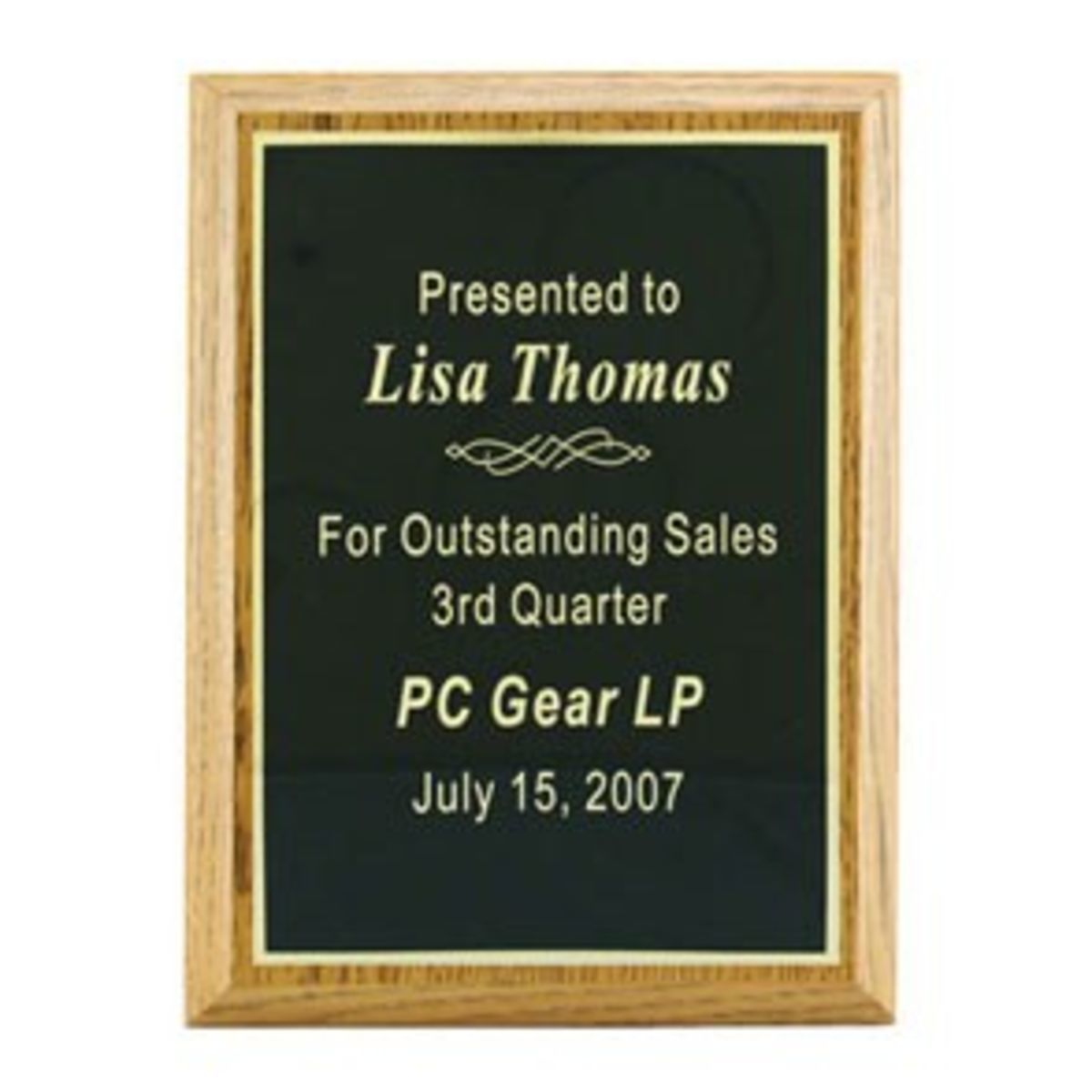 Classic Oak Finish Plaque (6"x8")