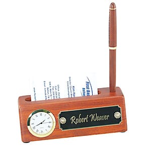 Rosewood Business Card Holder/Clock