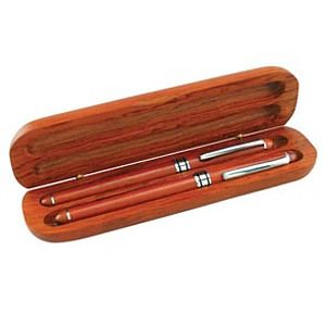 Rosewood Finish Pen Case w/2 Pen Slot