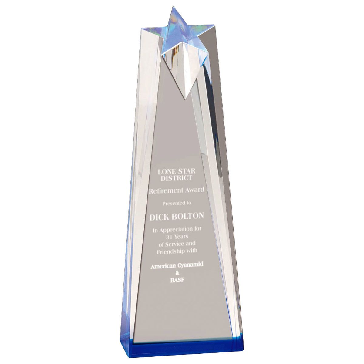 Sculpted Star Acrylic Award (3 1/2"x10")