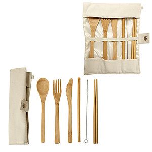 GREEN BAY BAMBOO UTENSILS WITH CARRY POUCH