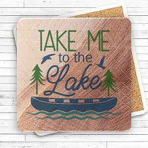 Faux Travertine Printed Square Coaster