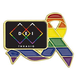Rainbow Ribbon Lapel Pins w/ Custom Logo