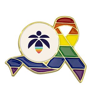 Rainbow Ribbon Lapel Pins w/ Custom Logo