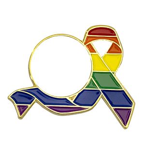 Rainbow Ribbon Lapel Pins w/ Custom Logo
