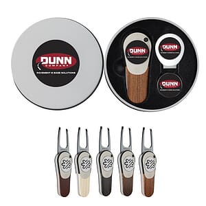 Pitchfix Woodie Golf Divot Tool Deluxe Gift Set w/ Hat Clip