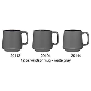 12 oz windsor mug - matte gray