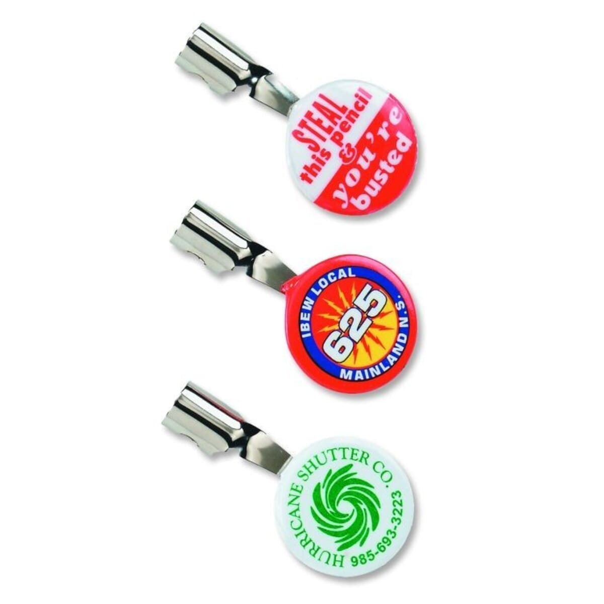 Celluloid Button w/Metal Pencil Clip