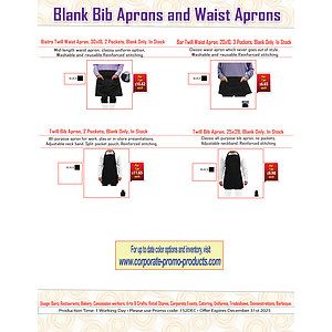 Twill Bib Apron, 25x28, 2 Pockets, Adjustable Neck, Blank Only, In Stock