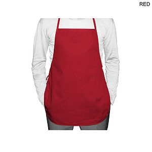 Discounted Shorter Length Twill Bib Apron, 19x24, No Pockets, Heat Transfer logo, In Stock