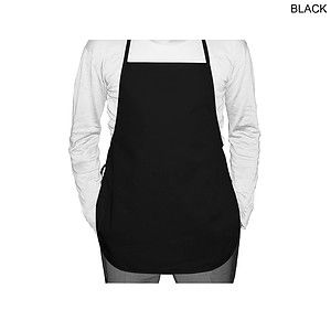 24 Hr Express Ship - Shorter Length Twill Bib Apron in Black, 19x24, No Pockets