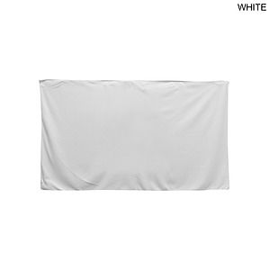 Plush and Soft Velour Terry Cotton Blend White Beach Towel, 35x60, Sublimated Full color Logos