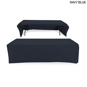 48 Hr Quick Ship - Polycotton Twill Table Throw for 8' Table, Drape style, 3 sided, Open Back
