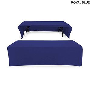 48 Hr Quick Ship - Polycotton Twill Table Throw for 8' Table, Drape style, 3 sided, Open Back