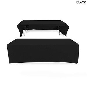 48 Hr Quick Ship - Polycotton Twill Table Throw for 8' Table, Drape style, 3 sided, Open Back