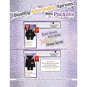 Bistro Twill Black Waist Apron, 30x18, 2 Pockets, Heat Transfer logo, In Stock