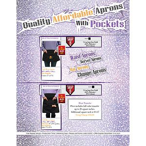Bistro Twill Black Waist Apron, 30x18, 2 Pockets, Heat Transfer logo, In Stock