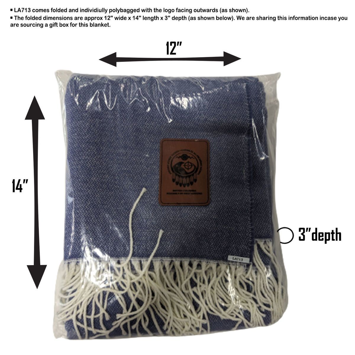 Denim Beachy Cottage Blanket, 50x60, with Lasered logo patch, NO SETUP CHARGE