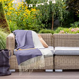 Denim Beachy Cottage Blanket, 50x60, with Lasered logo patch, NO SETUP CHARGE