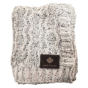 Heather Cable Knit Chenille Blanket, 50x60, with Lasered logo patch, NO SETUP CHARGE