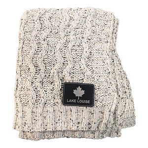 Heather Cable Knit Chenille Blanket, 50x60, with Lasered logo patch, NO SETUP CHARGE