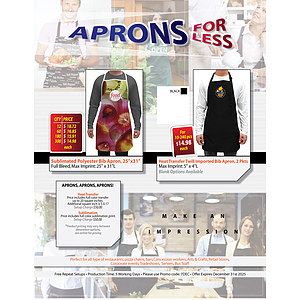 Twill Bib Apron, 25x28, 2 Pockets, Adjustable Neck, Heat Transfer Logo, In Stock
