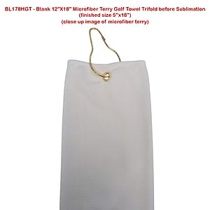 Colored Microfiber Dri-Lite Terry Golf Towel, Finished size 5x18, Trifold Grommet  Hook