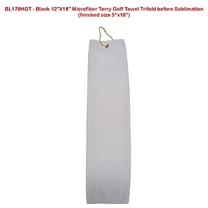 Colored Microfiber Dri-Lite Terry Golf Towel, Finished size 5x18, Trifold Grommet  Hook