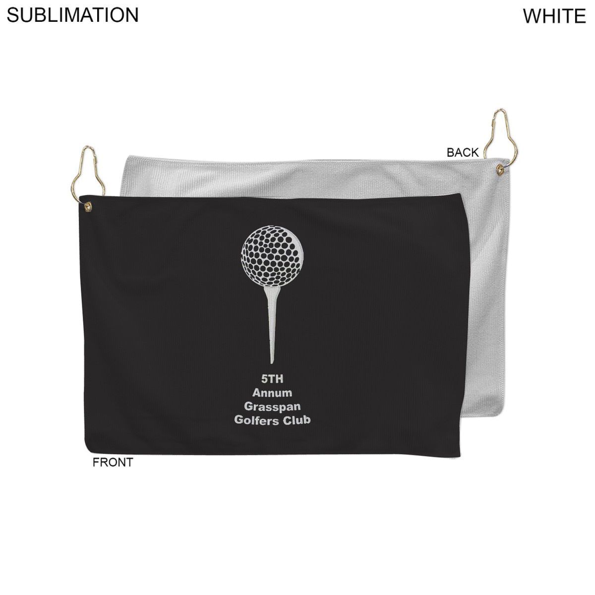 Colored Microfiber Dri-Lite Terry Golf Towel, Finished size 12x18, Nofold Grommet  Hook, Sublimated