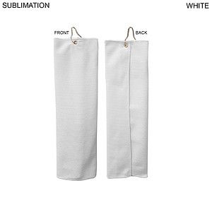 24Hr Express Ship- Colored Microfiber Suede Shammy Golf Towel, Finish size 5x18, Trifold, Sublimated