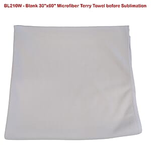48Hr Quick Ship -Absorbent Microfiber Dri-Lite Terry White Beach Towel, 30x60, Sublimated full color