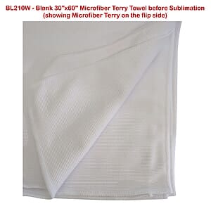 48Hr Quick Ship -Absorbent Microfiber Dri-Lite Terry White Beach Towel, 30x60, Sublimated full color