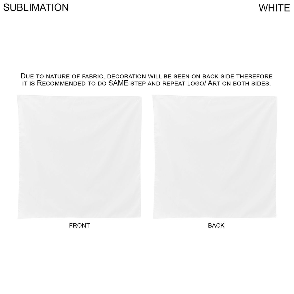 Double Sided Sublimated Bandana, 22x22, Sublimated Edge to Edge 2 sides