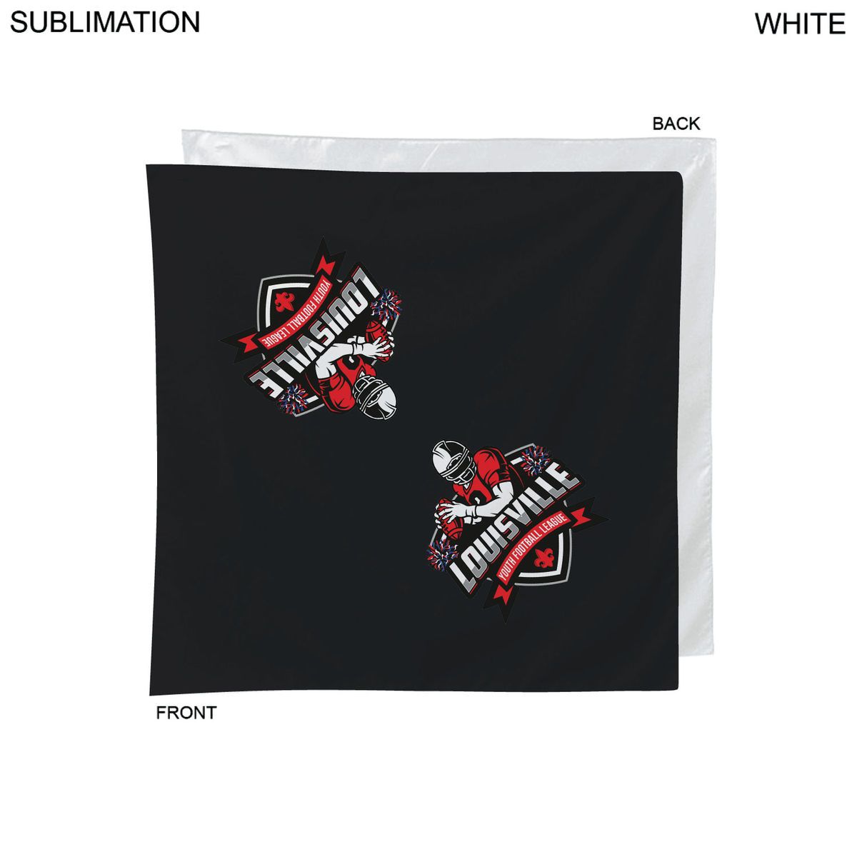 Colored Sublimated Bandana, 22x22, Sublimated Edge to Edge 1 side