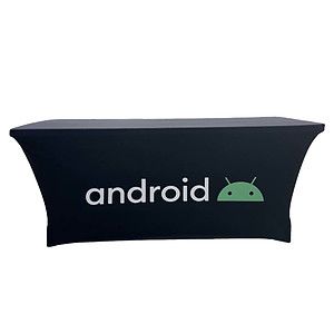 Sublimated Stretch Curved Fit Table Throw for 6ft table, 4 sided, Closed Back