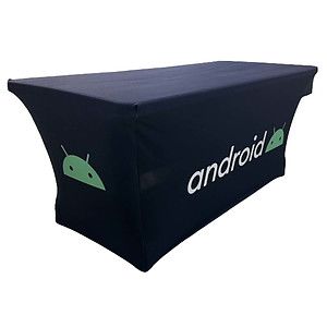 Sublimated Stretch Curved Fit Table Throw for 6ft table, 4 sided, Closed Back