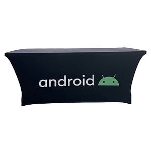 Sublimated Stretch Curved Fit Table Throw for 6ft table, 4 sided, Closed Back