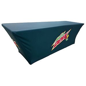 24 Hr Express Ship - Sublimated Stretch Curved Fit Table Throw for 8ft table, 4 sided, Closed back