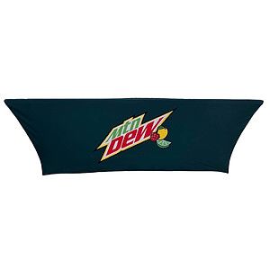 24 Hr Express Ship - Sublimated Stretch Curved Fit Table Throw for 8ft table, 3 sided, Open Back