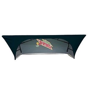 24 Hr Express Ship - Sublimated Stretch Curved Fit Table Throw for 8ft table, 3 sided, Open Back