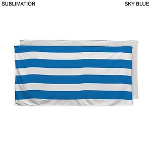 Cabana Stripe Sublimated Plush and Soft Velour Terry Beach Towel, 30x60