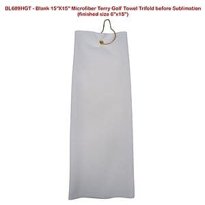 Colored Microfiber Dri-Lite Terry Golf Towel, Finished size 6x15, Trifold Grommet  Hook, Sublimated