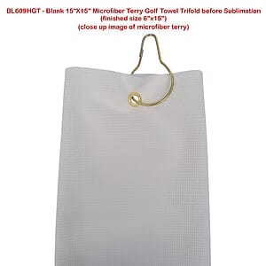 Colored Microfiber Dri-Lite Terry Golf Towel, Finished size 6x15, Trifold Grommet  Hook, Sublimated