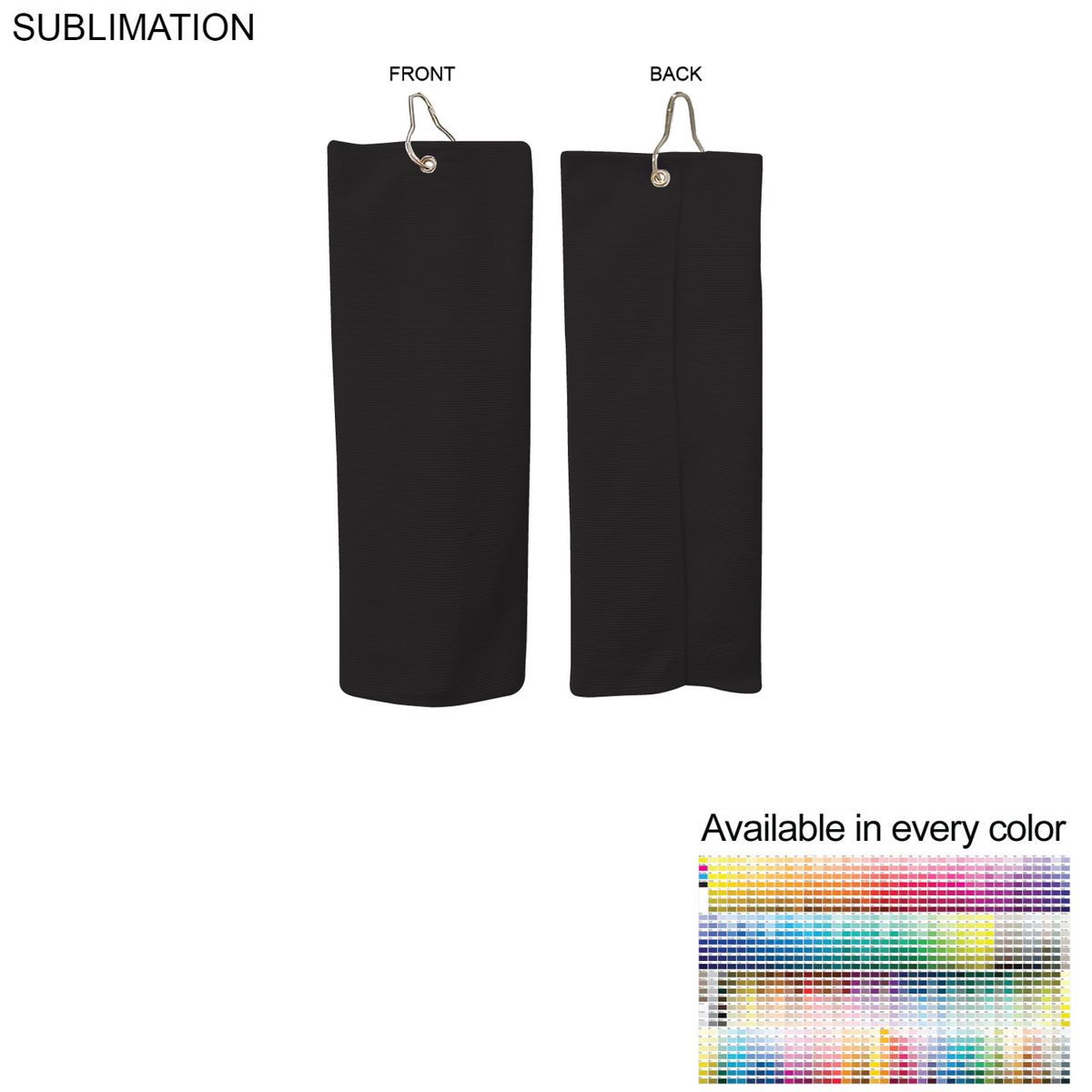 Colored Microfiber Dri-Lite Terry Golf Towel, Finished size 6x15, Trifold Grommet  Hook