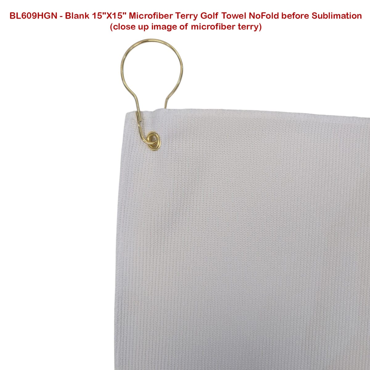 Microfiber Dri-Lite Terry Golf Towel, Finished size 15x15, Nofold Grommet  Hook, Sublimated