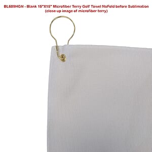 Microfiber Dri-Lite Terry Golf Towel, Finished size 15x15, Nofold Grommet  Hook, Sublimated