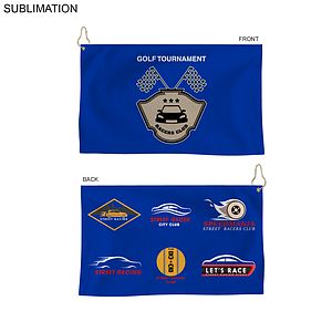 24 Hr Express Ship - Colored Microfiber Dri-Lite Terry Golf Towel, 15x25, Sublimated 2 sides