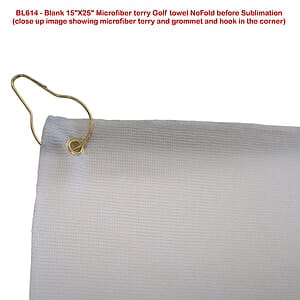 Colored Microfiber Dri-Lite Terry Golf Towel, 15x25, Nofold Grommet  Hook, Sublimated 2 sides